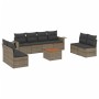 Garden furniture set 9 pieces and gray synthetic rattan cushions by , Garden sets - Ref: Foro24-3256858, Price: 572,98 €, Dis...