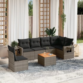 7-piece garden sofa set with gray PE rattan cushions by , Garden sets - Ref: Foro24-3256921, Price: 488,27 €, Discount: %