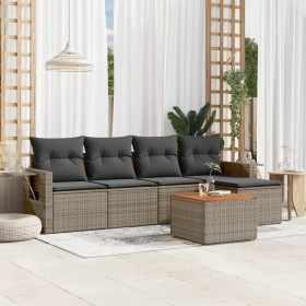 6-piece garden furniture set with gray synthetic rattan cushions by , Garden sets - Ref: Foro24-3256872, Price: 403,10 €, Dis...