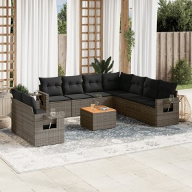 Garden sofa set 10 pieces with gray synthetic rattan cushions by , Garden sets - Ref: Foro24-3256963, Price: 750,54 €, Discou...