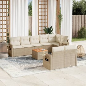 Set de sofás de jardín 9 pzas con cojines ratán sintético beige de , Conjuntos de jardín - Ref: Foro24-3256982, Precio: 734,9...