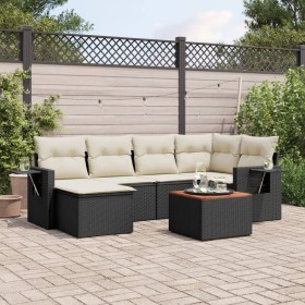 7-teiliges Garten-Esszimmerset und Kissen synthetisches Rattan schwarz von , Gartensets - Ref: Foro24-3256994, Preis: 452,81 ...