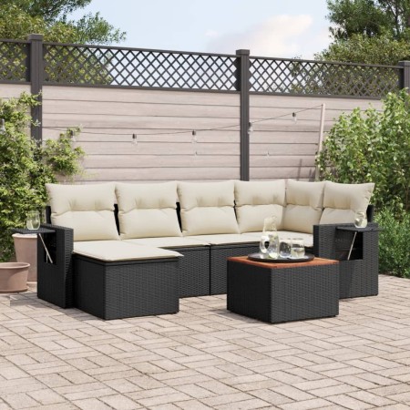 7-piece garden dining set with black synthetic rattan cushions by , Garden sets - Ref: Foro24-3256994, Price: 459,17 €, Disco...