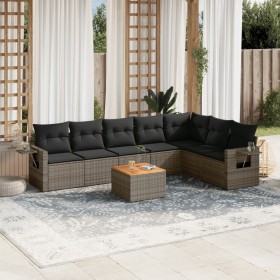 Garden sofa set 8 pieces and gray synthetic rattan cushions by , Garden sets - Ref: Foro24-3256928, Price: 537,59 €, Discount: %