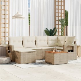 Set of 7-piece garden sofas and beige synthetic rattan cushions by , Garden sets - Ref: Foro24-3256996, Price: 596,83 €, Disc...