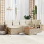 Set of 7-piece garden sofas and beige synthetic rattan cushions by , Garden sets - Ref: Foro24-3256996, Price: 597,49 €, Disc...