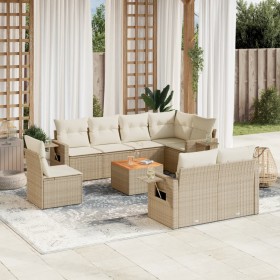 Set de sofás de jardín 9 pzas con cojines ratán sintético beige de , Conjuntos de jardín - Ref: Foro24-3256989, Precio: 734,9...