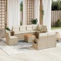 9-piece garden sofa set with beige synthetic rattan cushions by , Garden sets - Ref: Foro24-3256989, Price: 734,99 €, Discoun...