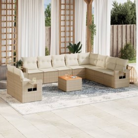 Set de sofás de jardín 11pzas con cojines ratán sintético beige de , Conjuntos de jardín - Ref: Foro24-3256968, Precio: 911,9...