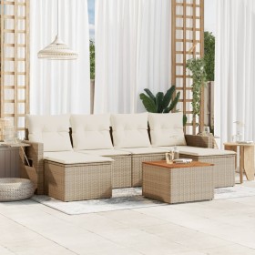 Set of 7-piece garden sofas and beige synthetic rattan cushions by , Garden sets - Ref: Foro24-3257017, Price: 494,99 €, Disc...