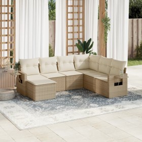 Set of 7-piece garden sofas and beige synthetic rattan cushions by , Garden sets - Ref: Foro24-3252835, Price: 531,99 €, Disc...