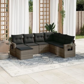 7-piece garden sofa set with gray PE rattan cushions by , Garden sets - Ref: Foro24-3252837, Price: 493,24 €, Discount: %