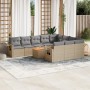 Garden sofa set with beige mixed cushions 11 pieces PE rattan by , Garden sets - Ref: Foro24-3257074, Price: 748,77 €, Discou...