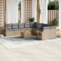 Garden sofa set with beige mixed cushions 11 pieces PE rattan by , Garden sets - Ref: Foro24-3257088, Price: 747,99 €, Discou...