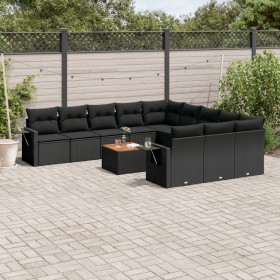 Garden sofa set 12 pieces with black synthetic rattan cushions by , Garden sets - Ref: Foro24-3257119, Price: 878,15 €, Disco...