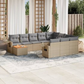 Garden sofa set with beige mixed cushions 11 pieces PE rattan by , Garden sets - Ref: Foro24-3257081, Price: 748,77 €, Discou...