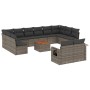 Set of garden sofas with 13 pieces of gray synthetic rattan cushions by , Garden sets - Ref: Foro24-3257131, Price: 874,25 €,...