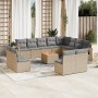 Garden sofa set with beige mixed cushions 13 pieces PE rattan by , Garden sets - Ref: Foro24-3257144, Price: 883,99 €, Discou...