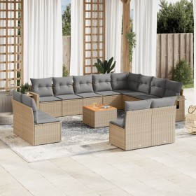 Garden sofa set with beige mixed cushions 13 pieces PE rattan by , Garden sets - Ref: Foro24-3257144, Price: 883,99 €, Discou...