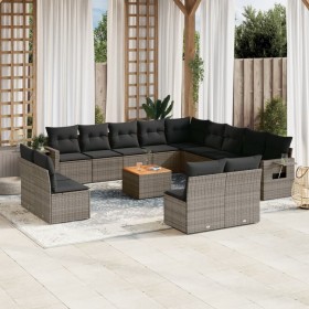 Set mit 14 Gartensofas mit Kissen synthetisches Rattangrau von , Gartensets - Ref: Foro24-3257152, Preis: 903,93 €, Rabatt: %