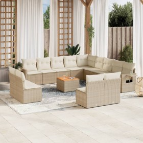 Garden furniture set, 14 pieces with beige synthetic rattan cushions. by , Garden sets - Ref: Foro24-3257150, Price: 969,99 €...