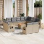 Garden sofa set with beige mixed cushions 13 pieces PE rattan by , Garden sets - Ref: Foro24-3257165, Price: 1,00 €, Discount: %