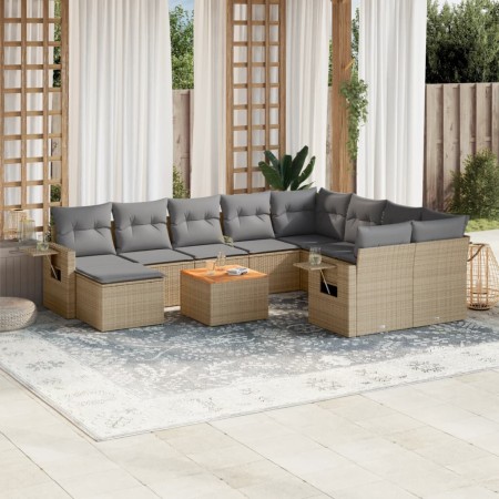 Garden sofa set with beige mixed cushions 11 pieces PE rattan by , Garden sets - Ref: Foro24-3257186, Price: 792,15 €, Discou...