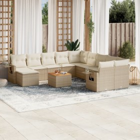 Garden furniture set, 14 pieces with beige synthetic rattan cushions. by , Garden sets - Ref: Foro24-3257192, Price: 883,99 €...