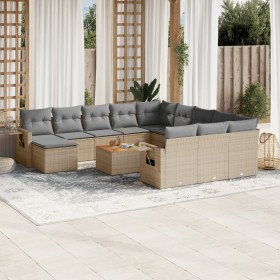 Garden sofa set with beige mixed cushions 13 pieces PE rattan by , Garden sets - Ref: Foro24-3257200, Price: 989,04 €, Discou...