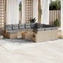 Garden sofa set with beige mixed cushions 13 pieces PE rattan by , Garden sets - Ref: Foro24-3257200, Price: 960,72 €, Discou...