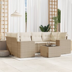 Set of 7-piece garden sofas and beige synthetic rattan cushions by , Garden sets - Ref: Foro24-3254655, Price: 582,81 €, Disc...