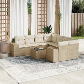 Set de sofás de jardín 9 pzas con cojines ratán sintético beige de , Conjuntos de jardín - Ref: Foro24-3254695, Precio: 861,2...