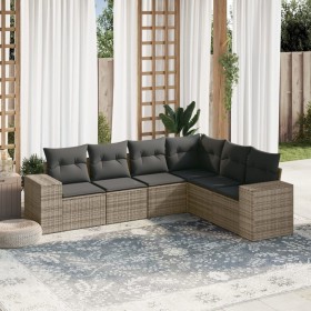 6-piece garden furniture set with gray synthetic rattan cushions by , Garden sets - Ref: Foro24-3254947, Price: 437,34 €, Dis...