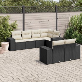 7-teiliges Garten-Esszimmerset und Kissen synthetisches Rattan schwarz von , Gartensets - Ref: Foro24-3255143, Preis: 544,39 ...