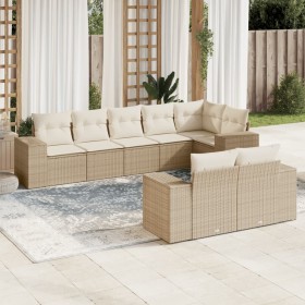 Garden sofa set with beige cushions, 8 pieces, PE rattan. by , Garden sets - Ref: Foro24-3255155, Price: 700,99 €, Discount: %