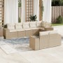 Garden sofa set with beige cushions, 8 pieces, PE rattan. by , Garden sets - Ref: Foro24-3255155, Price: 719,32 €, Discount: %