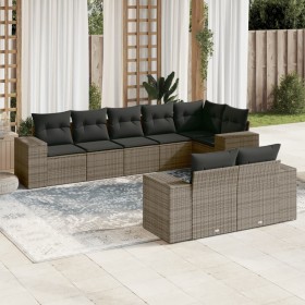 Garden sofa set 8 pieces and gray synthetic rattan cushions by , Garden sets - Ref: Foro24-3255157, Price: 620,99 €, Discount: %