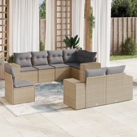 Garden sofa set with beige cushions, 8 pieces, PE rattan. by , Garden sets - Ref: Foro24-3255176, Price: 730,38 €, Discount: %