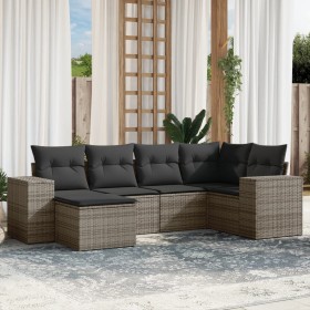 6-piece garden furniture set with gray synthetic rattan cushions by , Garden sets - Ref: Foro24-3255197, Price: 442,33 €, Dis...