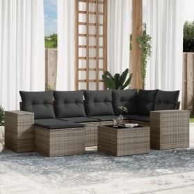 7-piece garden sofa set with gray PE rattan cushions by , Garden sets - Ref: Foro24-3255207, Price: 511,06 €, Discount: %