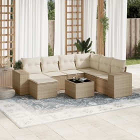 Garden sofa set with beige cushions, 8 pieces, PE rattan. by , Garden sets - Ref: Foro24-3255245, Price: 618,20 €, Discount: %