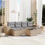 Set of 7-piece garden sofas and beige synthetic rattan cushions by , Garden sets - Ref: Foro24-3255266, Price: 514,63 €, Disc...