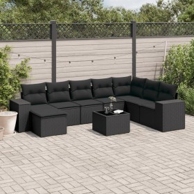 Set aus 8-teiligen Gartensofas und Kissen Kunstrattan schwarz von , Gartensets - Ref: Foro24-3255302, Preis: 613,88 €, Rabatt: %