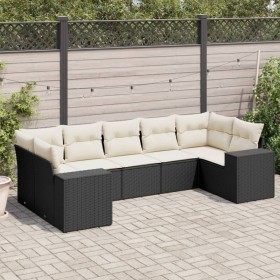 7-teiliges Garten-Esszimmerset und Kissen synthetisches Rattan schwarz von , Gartensets - Ref: Foro24-3255323, Preis: 464,85 ...