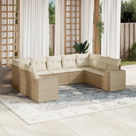 Set de sofás de jardín 9 pzas con cojines ratán sintético beige de , Conjuntos de jardín - Ref: Foro24-3255335, Precio: 790,3...