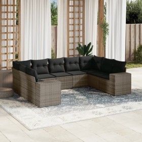 Garden furniture set 9 pieces and gray synthetic rattan cushions by , Garden sets - Ref: Foro24-3255337, Price: 626,02 €, Dis...