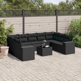 Set de sofás de jardín 10 pzas cojines ratán sintético negro de , Conjuntos de jardín - Ref: Foro24-3255342, Precio: 713,14 €...