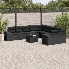 Garden sofa set 11 pieces and black synthetic rattan cushions by , Garden sets - Ref: Foro24-3255452, Price: 752,83 €, Discou...