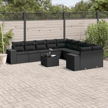 Garden sofa set 11 pieces and black synthetic rattan cushions by , Garden sets - Ref: Foro24-3255452, Price: 720,98 €, Discou...