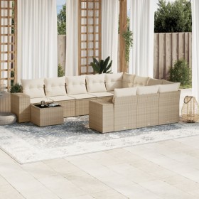 Set de sofás de jardín 11pzas con cojines ratán sintético beige de , Conjuntos de jardín - Ref: Foro24-3255465, Precio: 774,9...